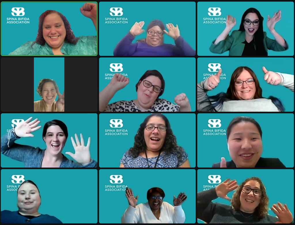 Screenshots of members at online meeting.